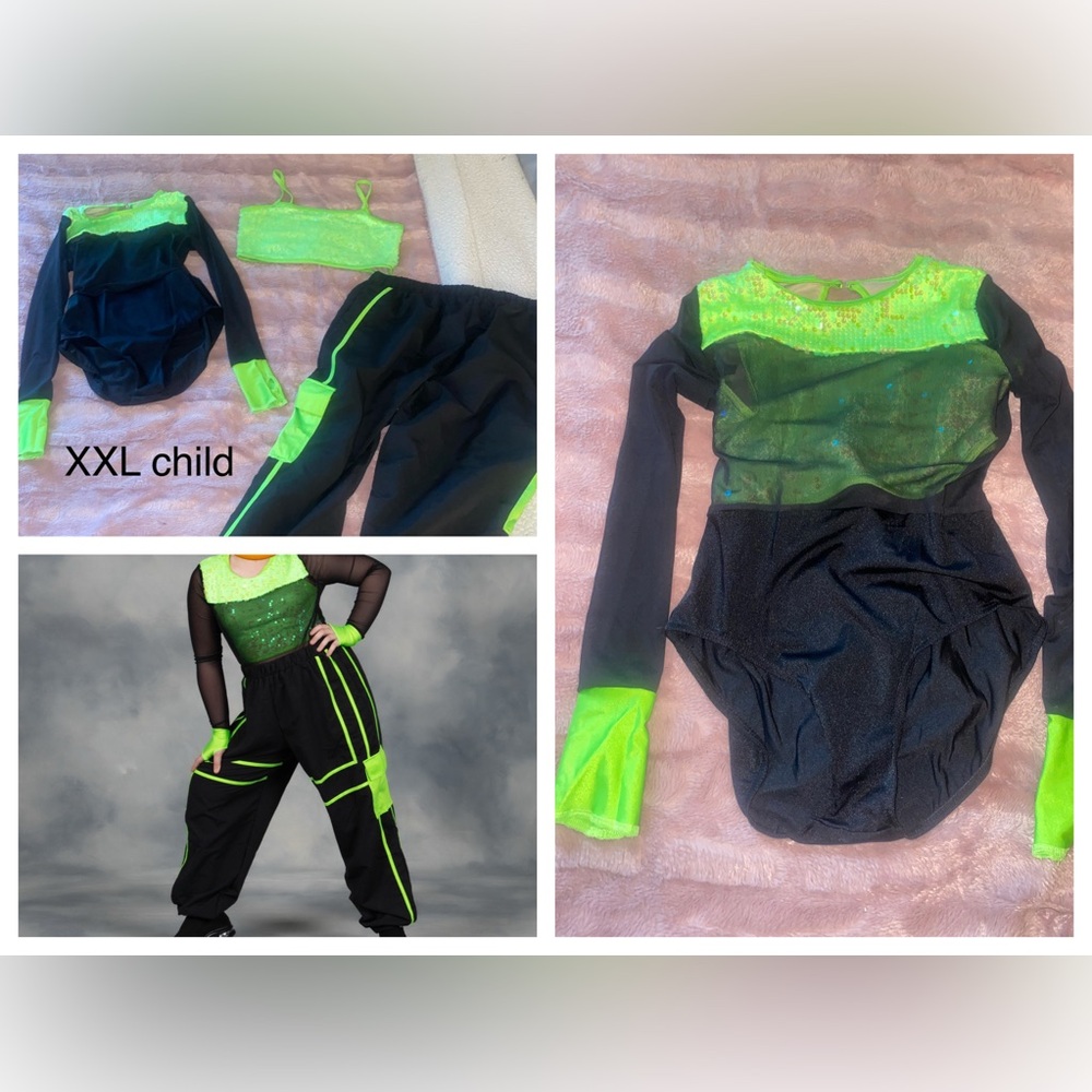 Neon Green and Black Kids Costume Set